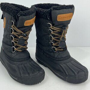 Quechua Kids Snow Boots w/Inserts Size 3 Black Lace Up Round Toe Flat Heel